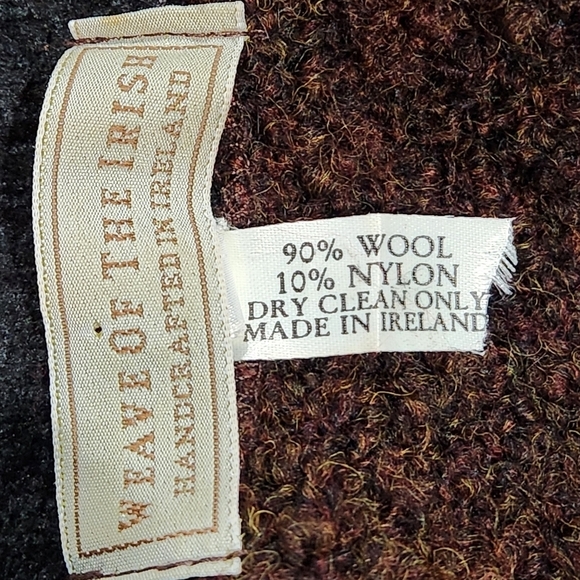 Weave Of The Irish Women's 90% Wool Sweater Collar Jacket Cardigan Brown Size S - Picture 8 of 8